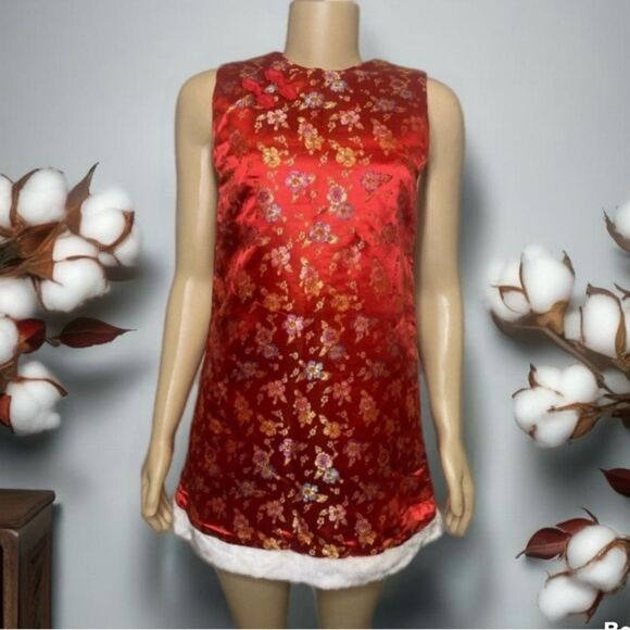 Vintage Eastern Collection Fur Trimmed Cheongsam Dress & Matching Jacket - Picture 4 of 8